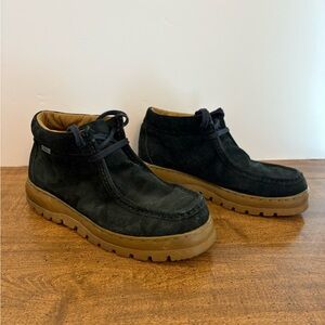 SAO Stacy Adams Chukka Ankle Boots men 8.5 Black Suede Leather Shoes Lace up cl